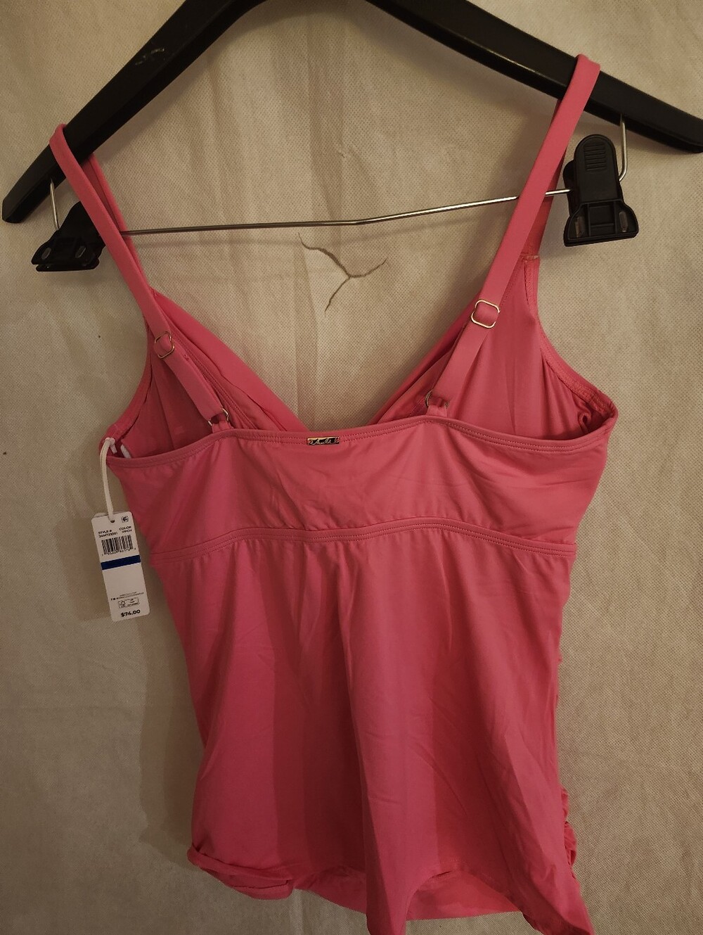 Anne Cole Women's Ruch Tankini Swimsuit Top In Pink Sz 36DD/ 38D - Picture 2 of 7